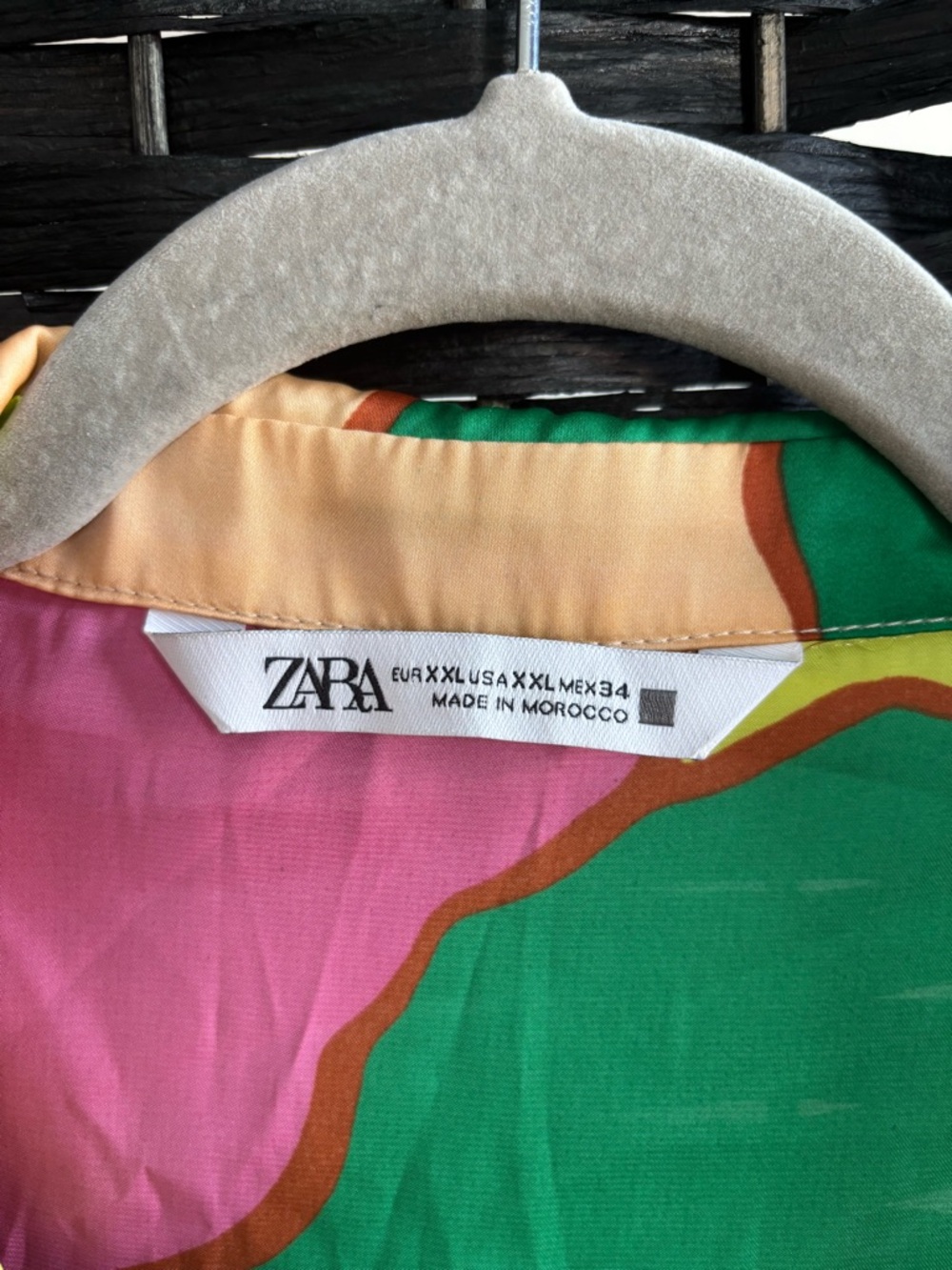Zara Colorblock Silk Blouse - Green Pink Yellow - Picture 2 of 5